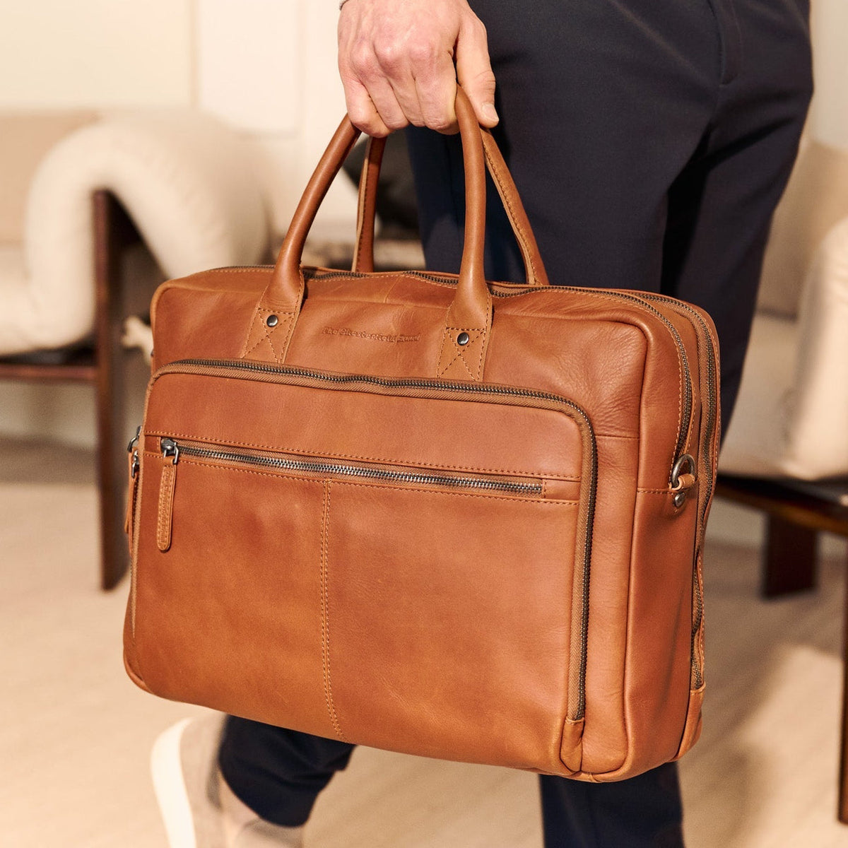 Tacama Full-Grain Leather Laptop Bag für Damen – Zusätzliche Produktansicht 2
