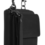 Detailansicht of Classic Collar &amp; Heavy-Duty Zipper Hardware on Malaga Full-Grain Leather Phone Bag für Damen
