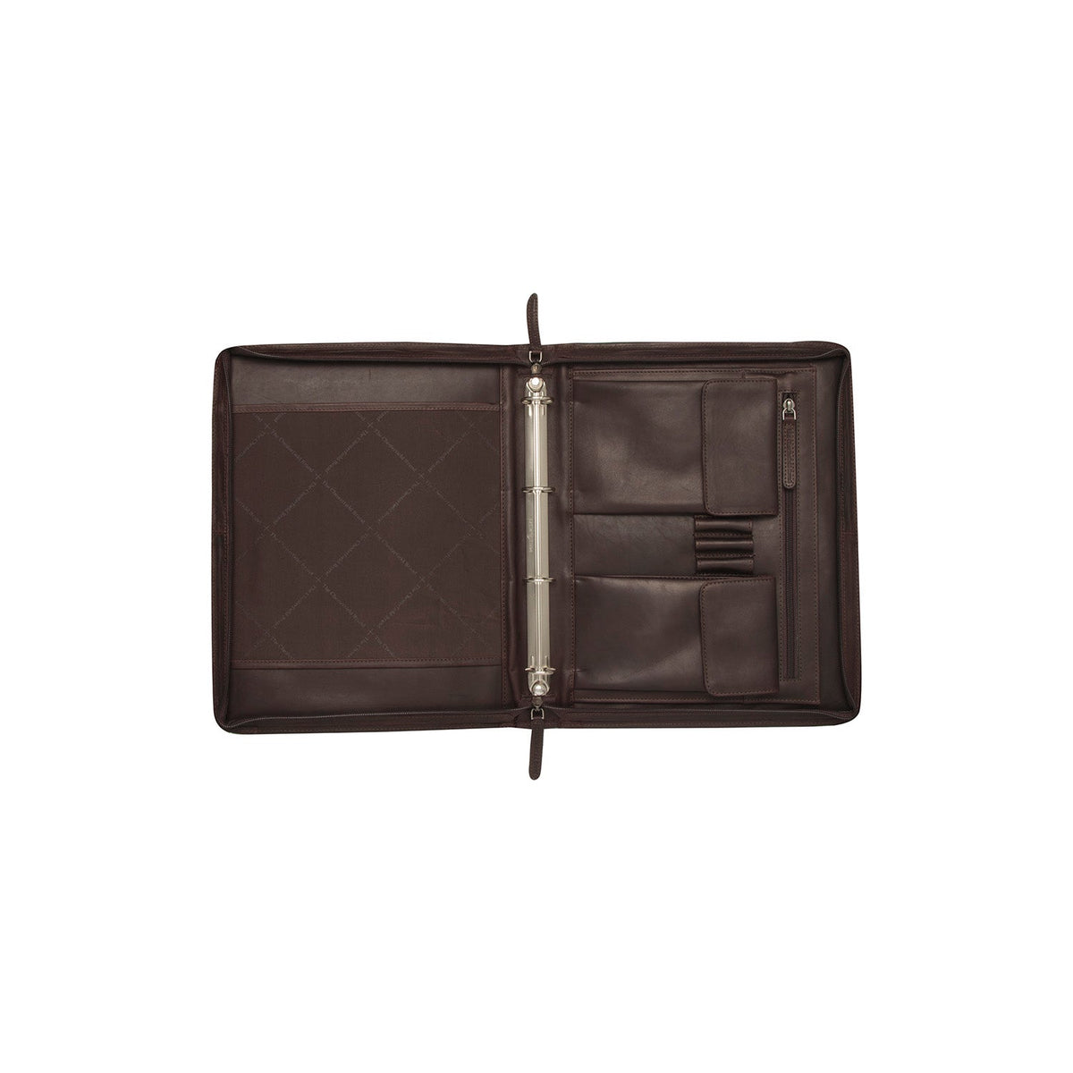 Styled Fit Perspective of Leather Portfolio Moreton für Damen on Model - Natural Daylight Drape