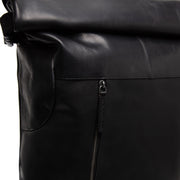Liverpool Full-Grain Leather Roll-top Backpack für Damen - Structured Side Profile Showing Gusset Depth &amp; Expansion Capacity