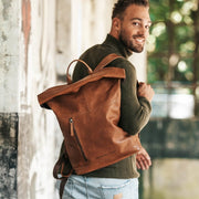 Liverpool Full-Grain Leather Roll-top Backpack für Damen – Zusätzliche Produktansicht 2