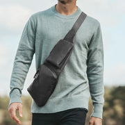Classic 100% Full-Grain leather Bag - Rear Perspective Showing Reinforced Leather Straps & Stitching