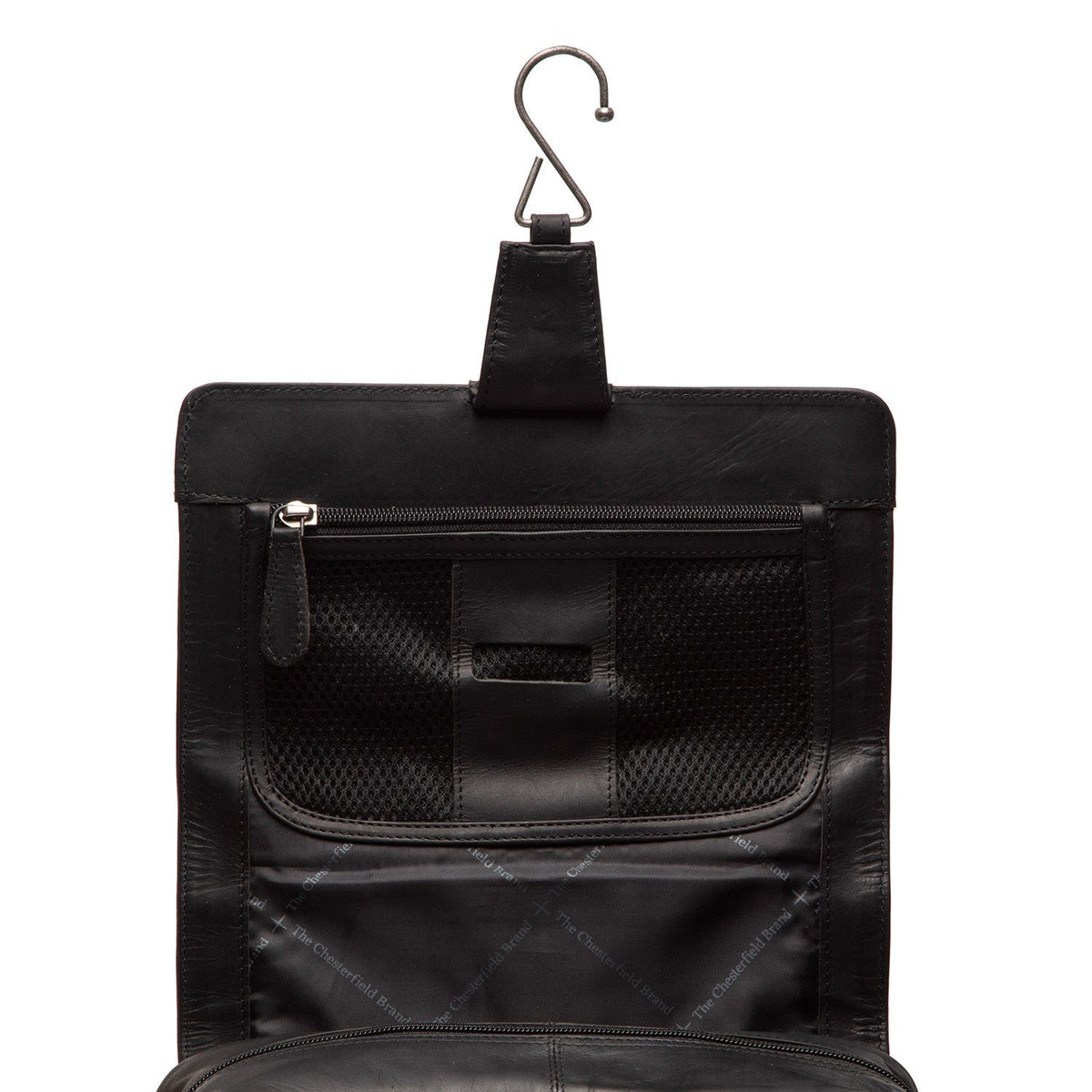 Detailansicht of Classic Collar &amp; Heavy-Duty Zipper Hardware on Rosario Full-Grain Leather Toiletry Bag für Damen