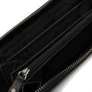 Solid Antique Brass Hardware &amp; Heavy-Duty Dual Zipper Detail on Cantara Full-Grain Ledergeldbörse für Damen