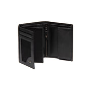 Solid Antique Brass Hardware & Heavy-Duty Dual Zipper Detail on Leroy Full-Grain Leather Wallet