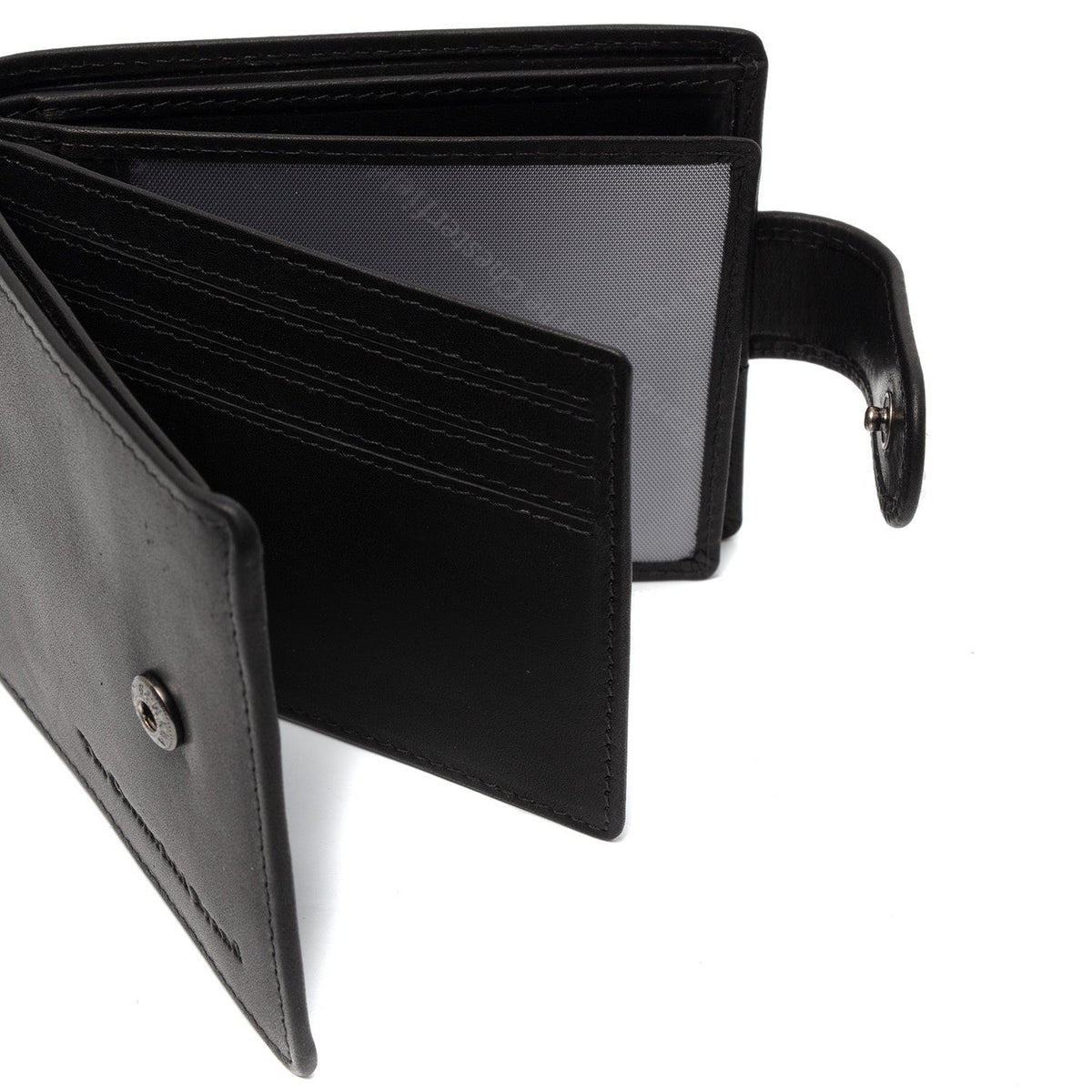 Yamba Full-Grain Ledergeldbörse für Herren - Structured Side Profile Showing Gusset Depth &amp; Expansion Capacity