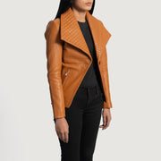 
Tan Brown Sheepskin leather Blazer - Rückansicht mit passgenauen Schultern & sauberem Saum