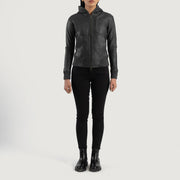 
Luna Hooded Leder-Bomberjacke für Damen – alternate product view 3
