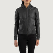 
Luna Hooded Leder-Bomberjacke für Damen – alternate product view 4