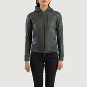 
Luna Hooded Leder-Bomberjacke für Damen – alternate product view 4