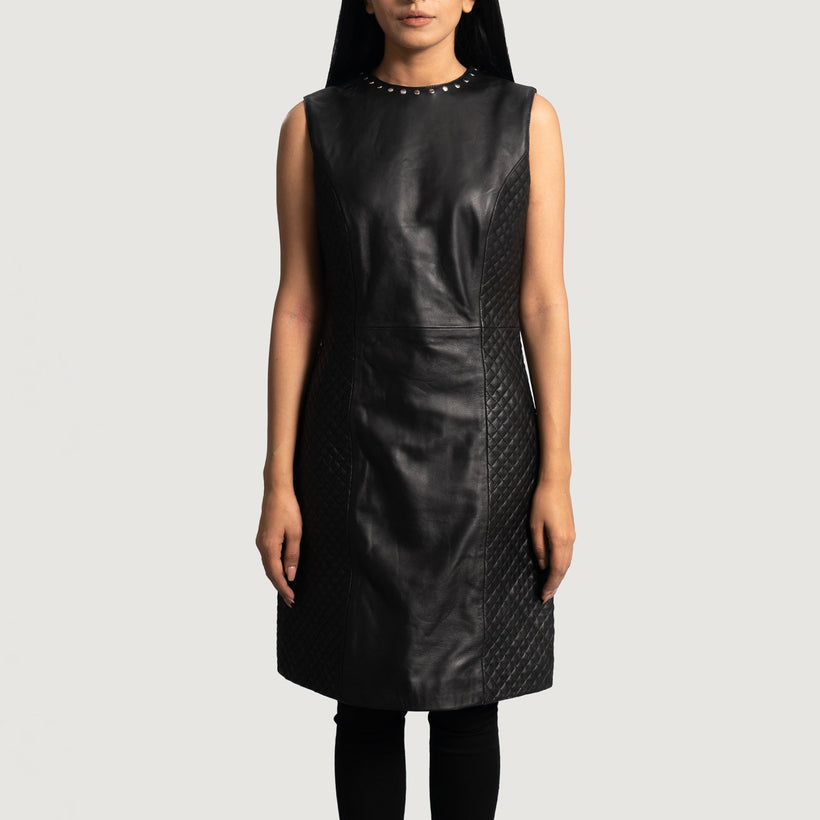 Luxe Schwarz Leather Dress für Damen
