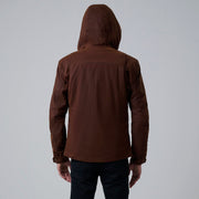 Detailansicht of Hooded &amp; Zipper with placket Hardware on Marlo Braun Canvas Hooded Work Lederjacke für Herren For Men