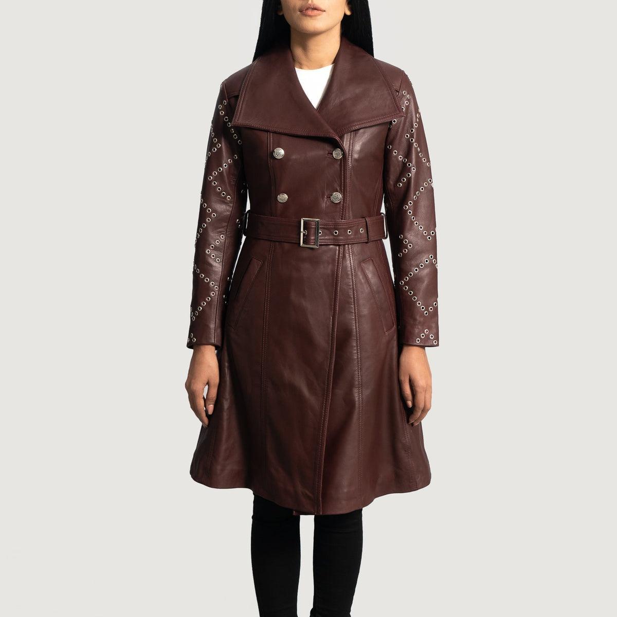 
Missoni Kastanienbraun Leder-Trenchcoat für Damen - Vorderansicht & maßgeschneiderte Silhouette | Online Kaufen