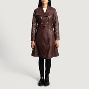 
Missoni Kastanienbraun Leder-Trenchcoat für Damen - Rückansicht mit passgenauen Schultern & sauberem Saum
