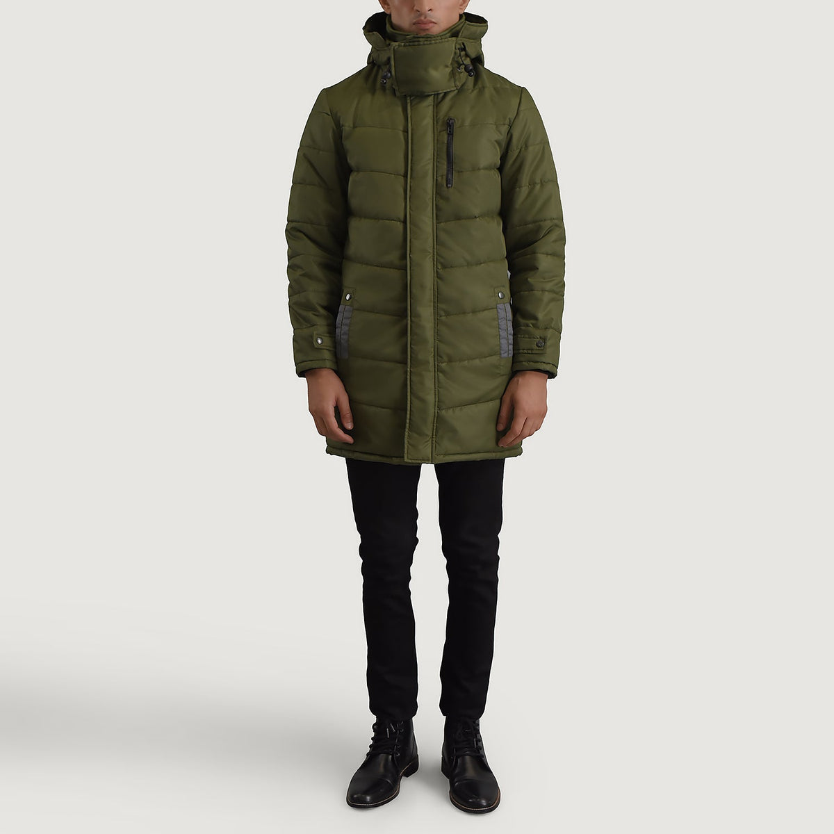 
Moore Grün Hooded Parka für Herren - Seitenansicht mit ergonomischem Ärmelschnitt & sportlicher Passform