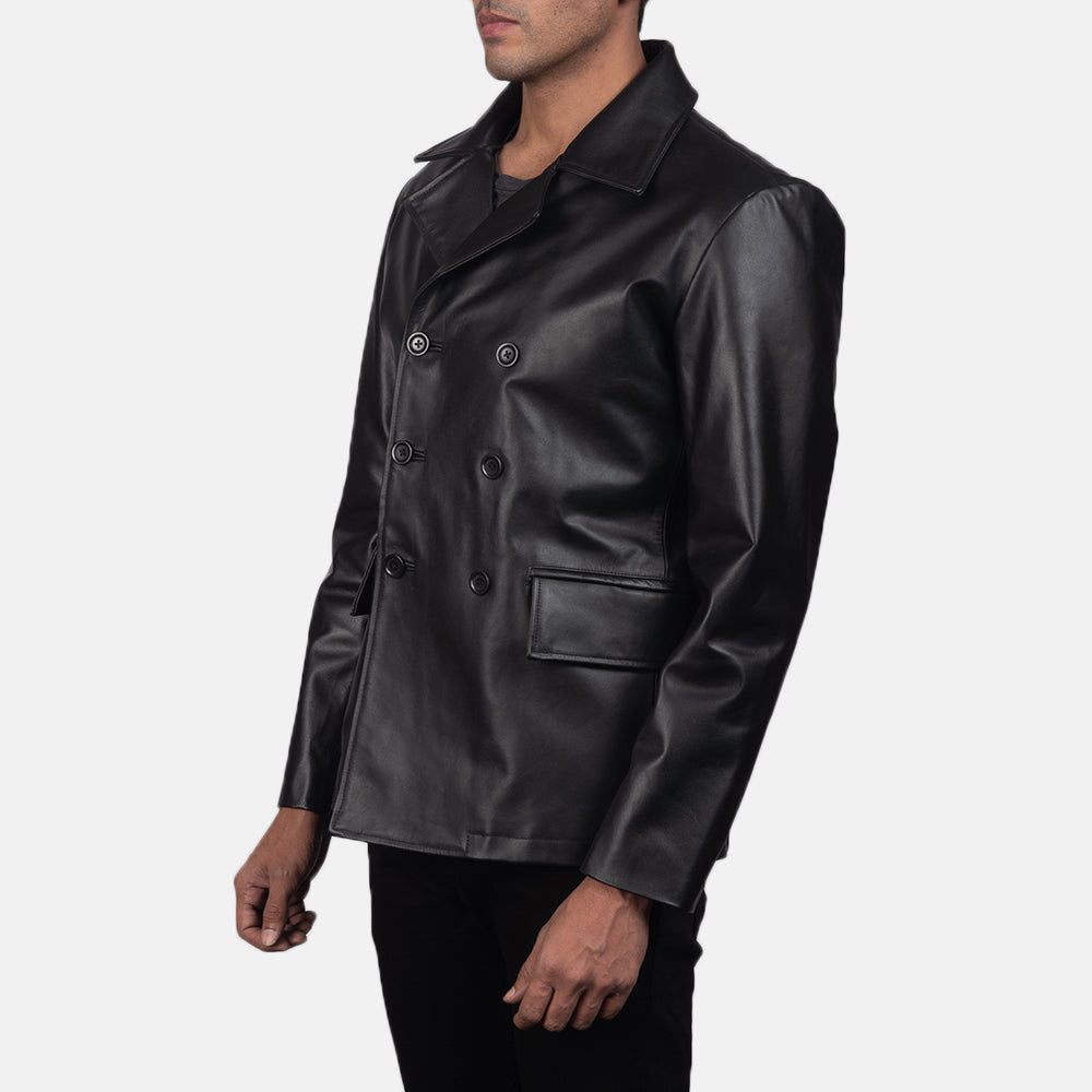 
Black Cowhide leather Blazer - Rückansicht mit passgenauen Schultern & sauberem Saum