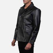 
Black Cowhide leather Blazer - Rückansicht mit passgenauen Schultern & sauberem Saum
