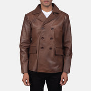 
Mr. Bailey Braun Leather Naval Peacoat für Herren in Brown Cowhide Leather - Vorderansicht & maßgeschneiderte Silhouette | Online Kaufen