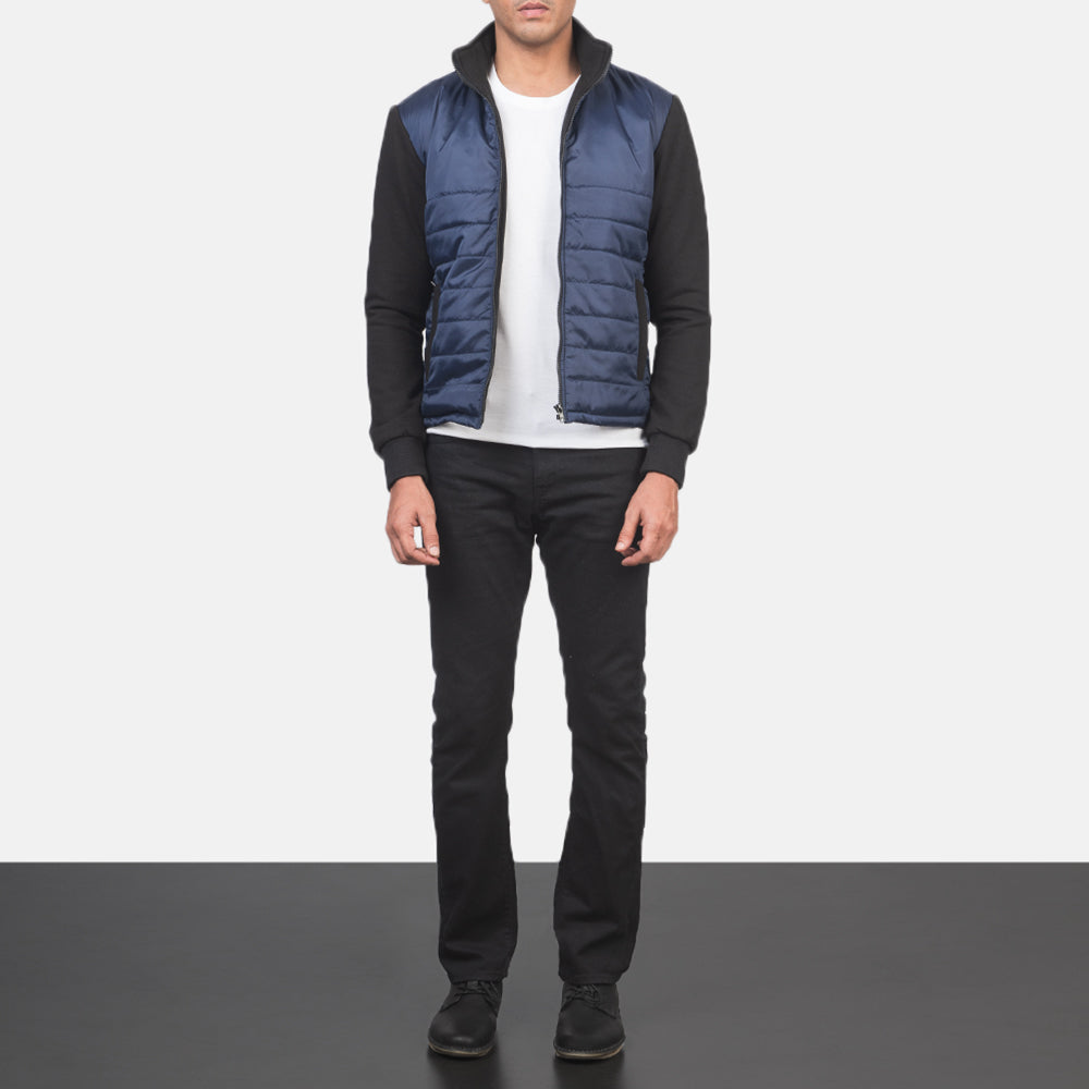 
Nashville Gesteppt Blau Windbreaker Lederjacke für Herren - Seitenansicht mit ergonomischem Ärmelschnitt & sportlicher Passform