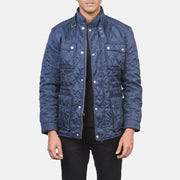 Men's Nelson Quilted Blue Windbreaker Jacket in Blue Nylon - Vorderansicht &amp; maßgeschneiderte Silhouette | Online Kaufen