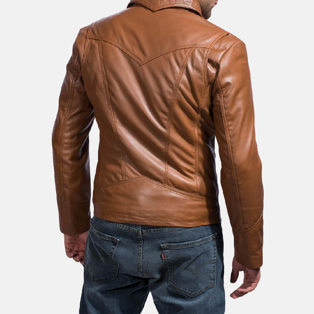 Detailansicht of Shirt &amp; Zipper Hardware on Old School Braun Lederjacke für Herren