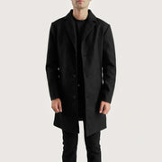 
Petrillo Schwarz Wool Single Breasted Ledermantel für Herren in Black Synthetic Wool - Vorderansicht & maßgeschneiderte Silhouette | Online Kaufen