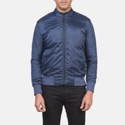 
Detailansicht of Band & Zipper with wind flap Hardware on Ramon Blau Leder-Bomberjackefür Herren