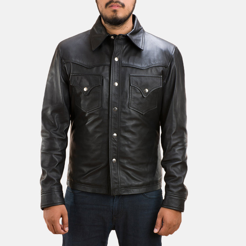 Black Sheepskin leather Jacket - Back View Showing Tailored Shoulder Fit & Clean Hemline