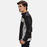 
Randolf Silver Schwarz Leder-Bikerjacke für Herren - Rückansicht mit passgenauen Schultern & sauberem Saum