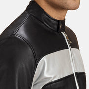 
Randolf Silver Schwarz Leder-Bikerjacke für Herren - Seitenansicht mit ergonomischem Ärmelschnitt & sportlicher Passform