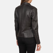Detailansicht of Band with snap button &amp; Zipper Hardware on Women's Rave Brown Leather Biker Jacket