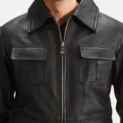 
Raven Schwarz Lederjacke für Herren - Seitenansicht mit ergonomischem Ärmelschnitt & sportlicher Passform