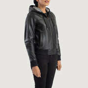 
Rebella Hooded Leder-Bomberjacke für Damen – alternate product view 2