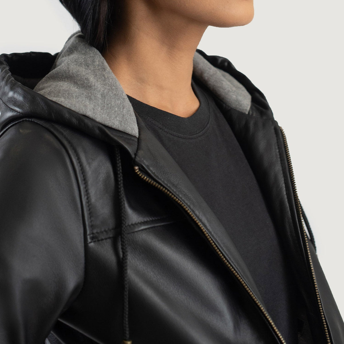
Rebella Hooded Leder-Bomberjacke für Damen – alternate product view 6