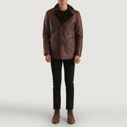 
Detailansicht of Notch & Button Hardware on Rocky Braun Fur Ledermantel für Herren