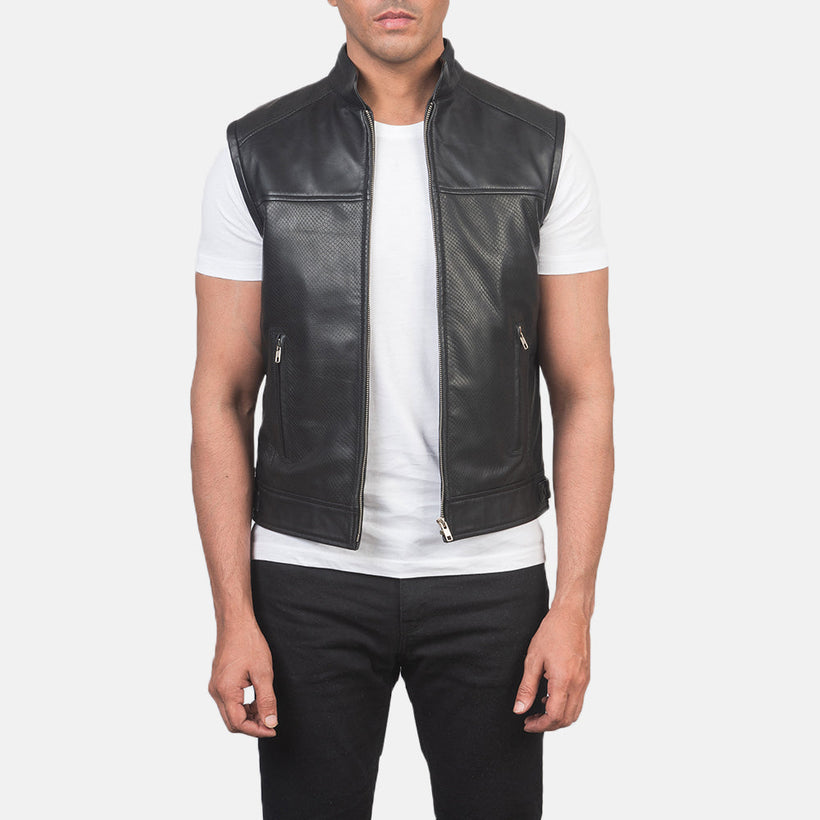 Roland Schwarz Leather Biker Vest für Herren