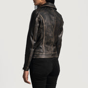 Rumy Kastanienbraun Leder-Bikerjacke für Damen – Zusätzliche Produktansicht 5