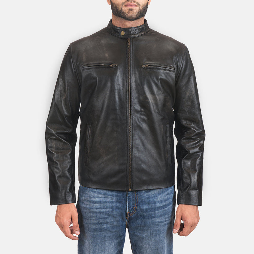 Rustic Leder-Bikerjacke für Herren