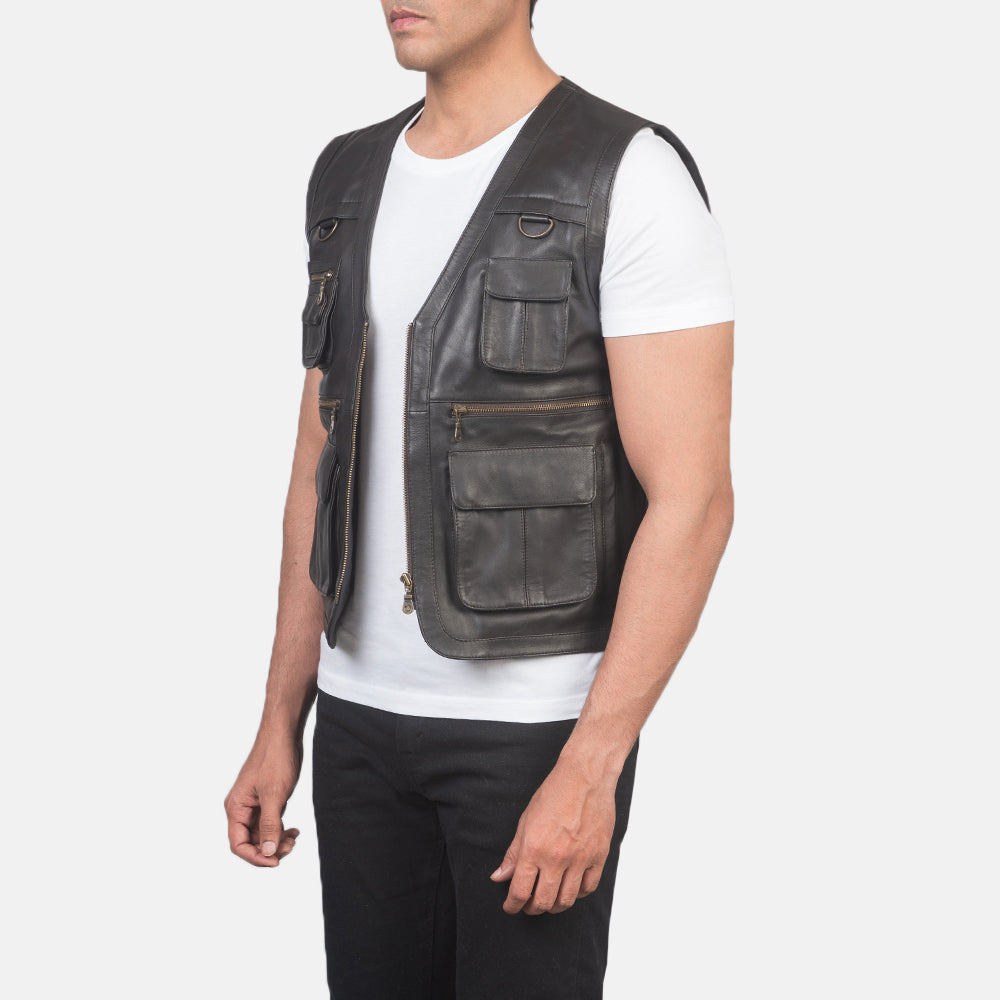 
Brown Sheepskin leather Vest - Rückansicht mit passgenauen Schultern & sauberem Saum