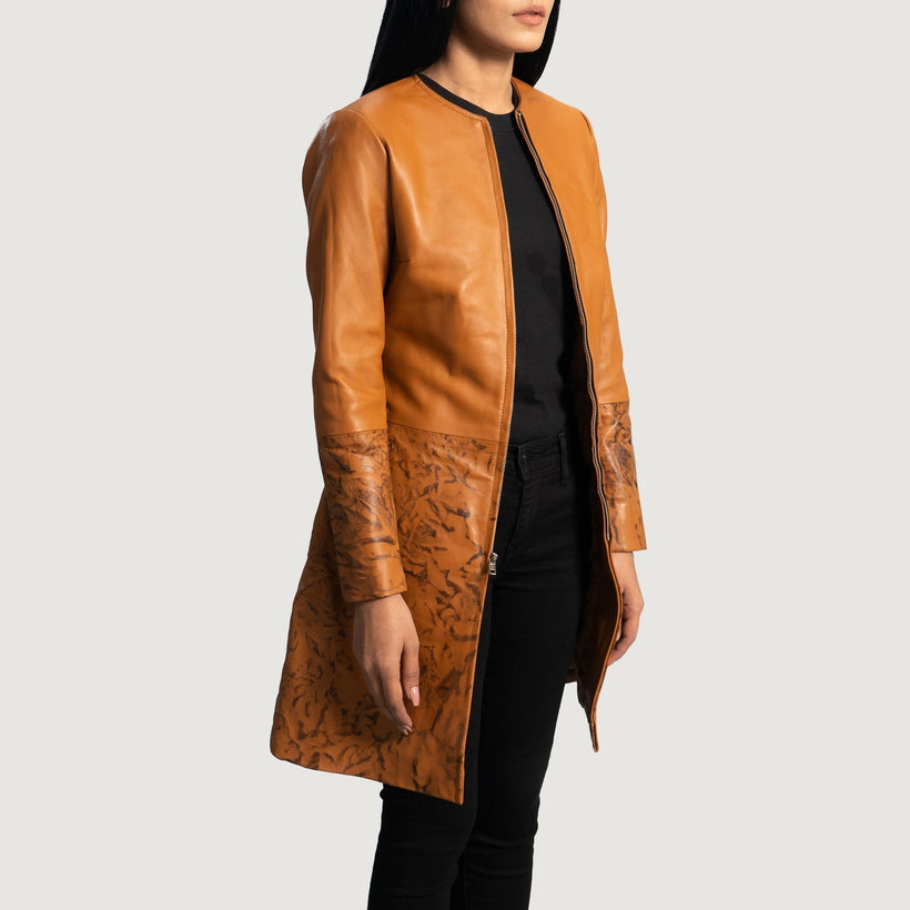 Sandy Hellbraun Dye Ledermantel für Damen