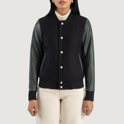 
Detailansicht of Varsity & Snap Buttons Hardware on Savant Green Hybrid Varsity Jacket