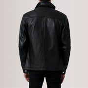 Detailansicht of Shirt &amp; Zipper Hardware on Sean Schwarz Leather Classic Lederjacke für Herren For Men