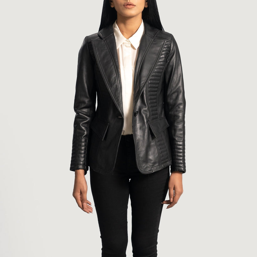 Selina Schwarz Lederblazer für Damen