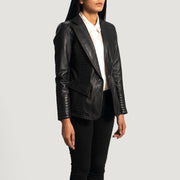 
Black Sheepskin leather Blazer - Rückansicht mit passgenauen Schultern & sauberem Saum