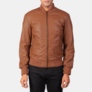 
Detailansicht of Varsity & Zipper Hardware on Shane Braun Leder-Bomberjacke für Herren
