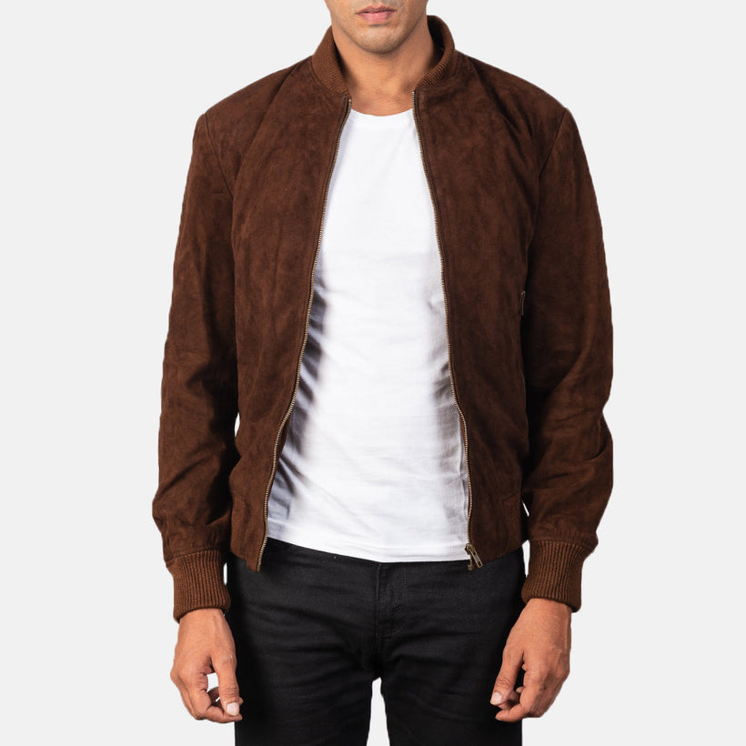 Shane Mokka Suede Leder-Bomberjacke für Herren