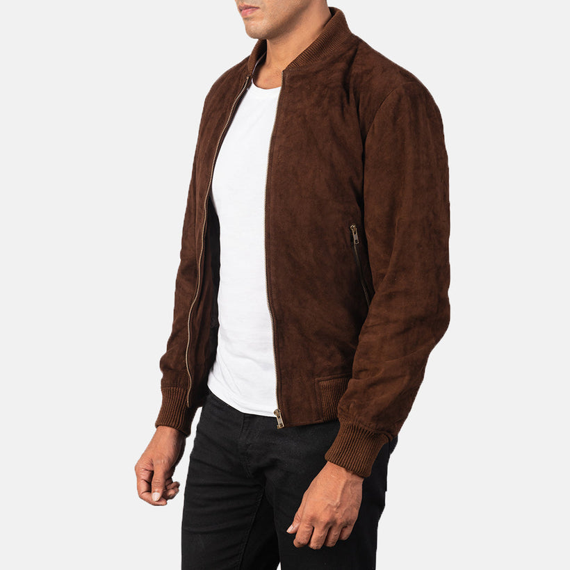 Shane Mokka Suede Leder-Bomberjacke für Herren