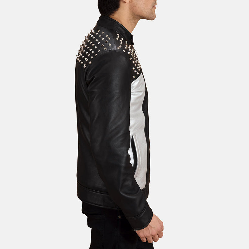 Shapron mit Nietenbesatz Leder-Bikerjacke für Herren