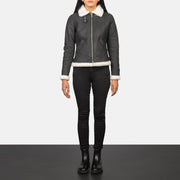 
Sherilyn B-3 Schwarz Leder-Bomberjacke für Damen – alternate product view 3
