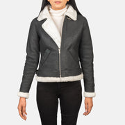 
Sherilyn B-3 Schwarz Leder-Bomberjacke für Damen – alternate product view 4